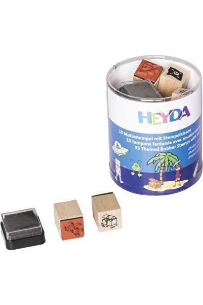 Heyda Set 15 stampile lemn Heyda, pirati cosmos, multicolor, cu perna