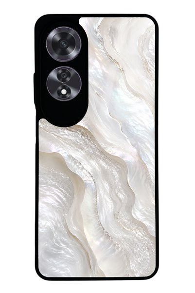 Spoyi حافظة هاتف لامعة بتصميم أوفو A60 Ivory Pearl Flow