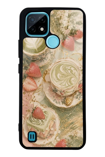 Spoyi Realme C21 Glossy Phone Case with Sage Strawberry Matcha Design