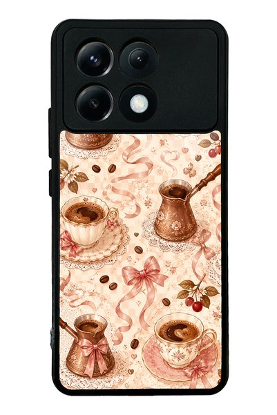 Spoyi حافظة هاتف Xiaomi Poco X6 Pro Blush Coffee Bow بتصميم لامع