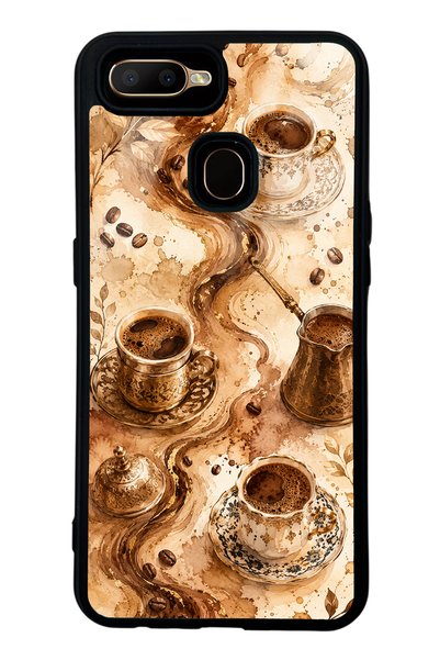 Spoyi حافظة هاتف أوبو A5s بتصميم جولدن موكا فلو لامعة