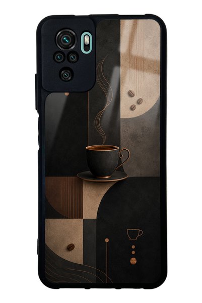 Spoyi حافظة هاتف Xiaomi Redmi Note 10 باللون الأسود اللامع بتصميم قهوة موكا