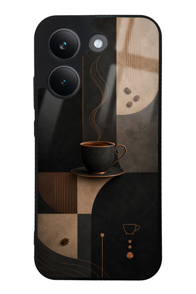 Spoyi حافظة هاتف Xiaomi Poco X8 Pro باللون الأسود اللامع بتصميم قهوة موكا