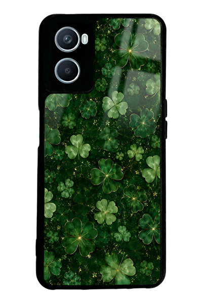 Spoyi Oppo A96 Emerald Lucky Clover Tasarımlı Glossy Telefon Kılıfı