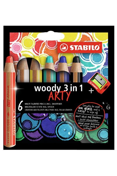 Stabilo Kredki Woody Arty 3w1 6 kol + temperówka