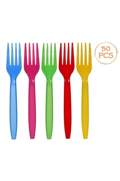 Baloane Vesele Set 50 Furculite Din Plastic Pentru Petrecere Multicolore TAC38
