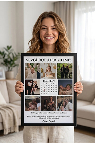 ÇELİKLER HEDİYE Kişiye Özel Fotoğraflı Takvim Çerçevesi Sevgiliye Yıldönümü A...