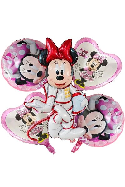 Baloane Vesele Set 5 Baloane Minnie Mouse Astronaut - Decor Spatial Roz SET330