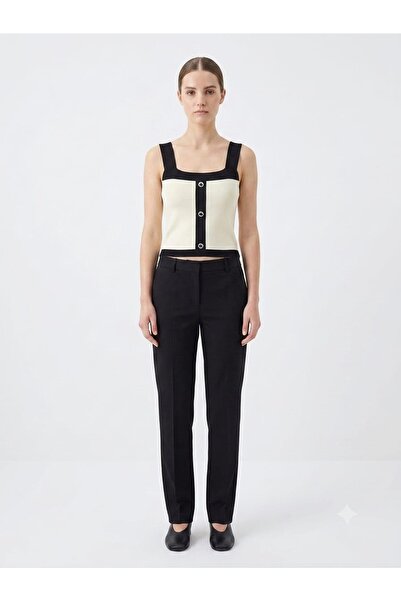 onno style women Sleeveless Strappy Women's Knitted Blouse with Button Detail