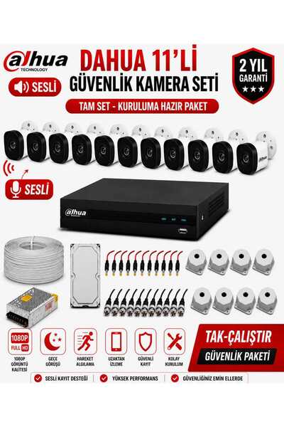 DAHUA 11'Li Sesli Güvenlik Kamera Seti - 500 GB HDD - 3 Gün Kayıt