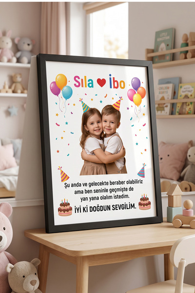 ÇELİKLER HEDİYE Kişiye Özel Çocuk Arkadaş Fotoğraf Çerçevesi Doğum Günü Hediy...