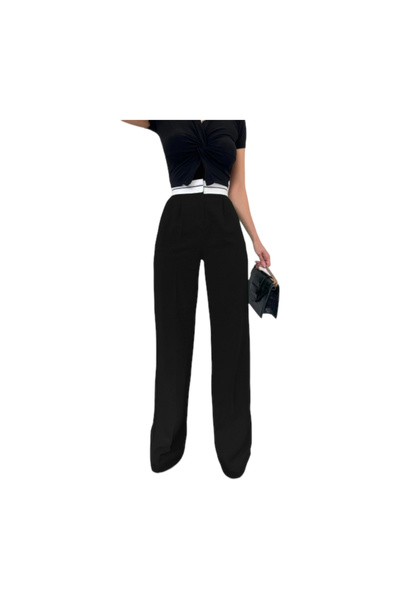 Generic Women's High-Rise Straight-Leg Trousers – Versatile Elegance, Black