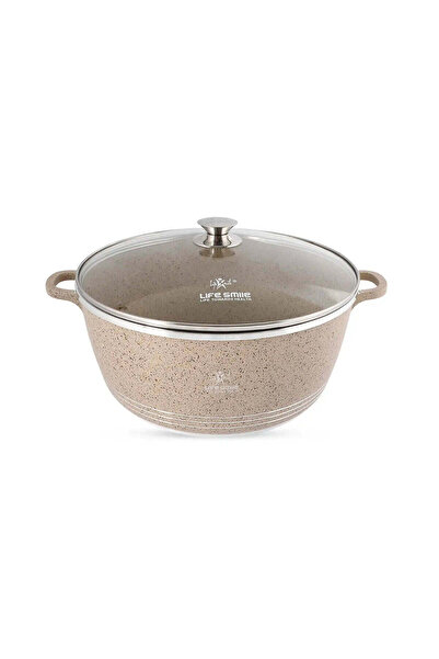 Lifesmile Life Smile 36 cm Oven-Safe Granite Coating Cooking Pot with Glass L...