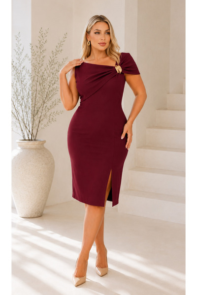 Butik Nilyam Ženska večernja haljina veće veličine sa detaljima broša na grud...