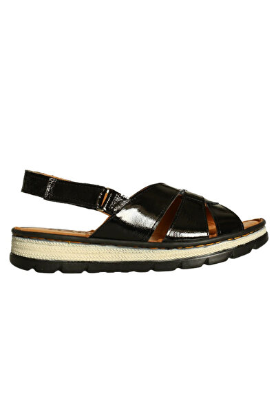 Platin Black Patent Leather Women's Sandals