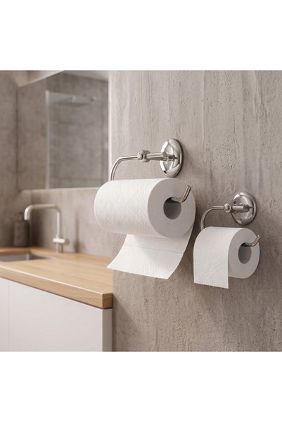 EMPA METAL Classic Series Chrome Stainless Steel Set of 2 Wc Paper Holder Roll Towel Holder