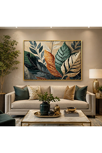 lawhat Golden Hues of Nature Painting: a Sophisticated Blend of Botanical Lea...