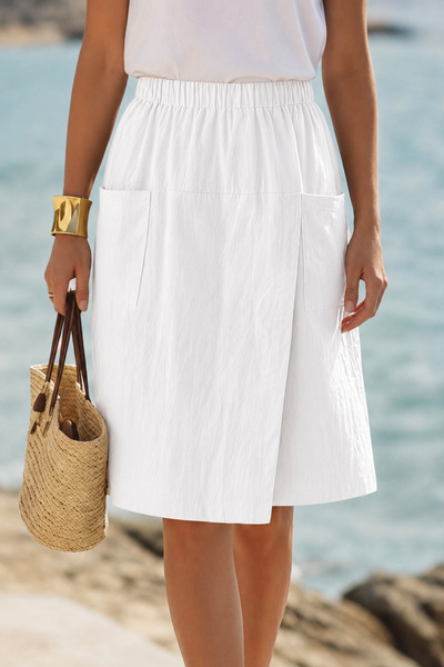 Tarz Cool Women's 100% Linen High Waist Elastic Bermuda Shorts with Pockets –...