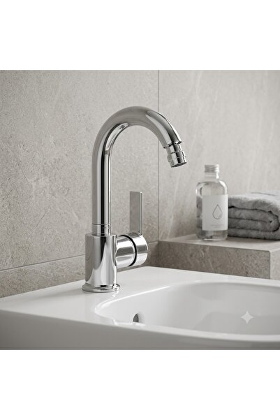 İtimat Costa Kısa Kuğu Mix Lavabo Bataryası oynar başlıklı perlatörlü