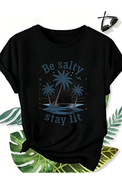 En22 Cute Crop Top, Women's Round Neck Spring Summer Womens Clothing, Be Salt...