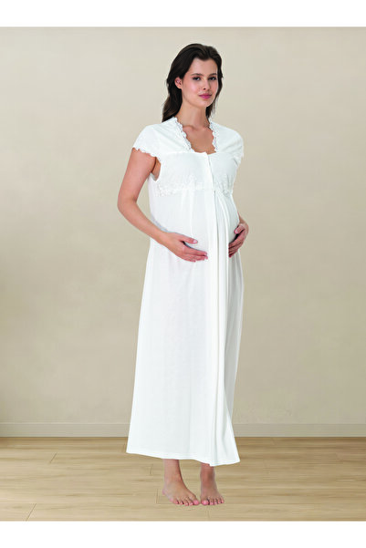 by İGP Cotton Maternity Nightgown with Breastfeeding Feature