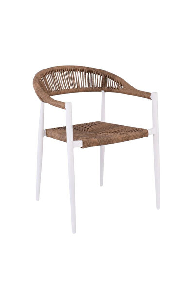 woodwell MADY Πολυθρόνα Βεράντας-Κήπου ALU Άσπρο, Rope Wicker Φυσικό, Στοιβαζ...