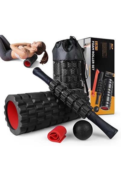 Verci 5 in 1 Foam Roller Set, Trigger Point Foam Roller, Massage Roller Stick...