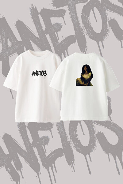Anetos Sza_7 Design Back Printed Cotton White Oversize T-Shirt