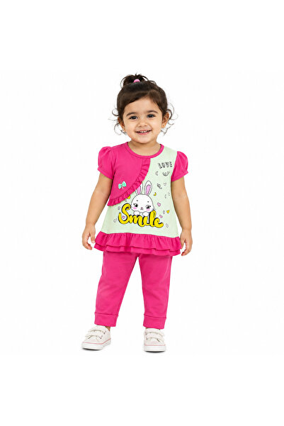 Generic Girls' Smile Bunny Print Clothing Set, 2 Pieces, Size 2