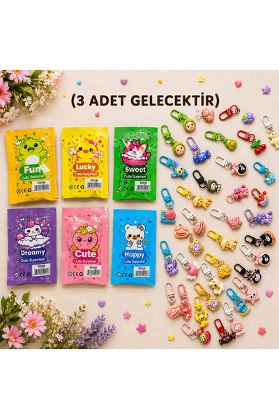 Bakmakistersen Lüks Çanta Fermuar Süsü Anahtarlık Charm 3 Adet Sürpriz Paket
