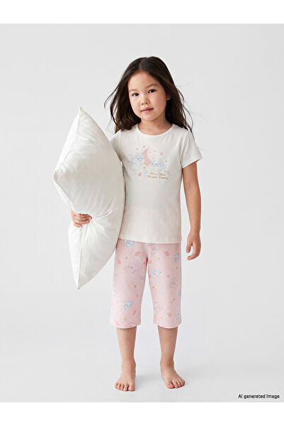 LC Waikiki Vizyon New Season Printed Girls' Capri Pajama Set