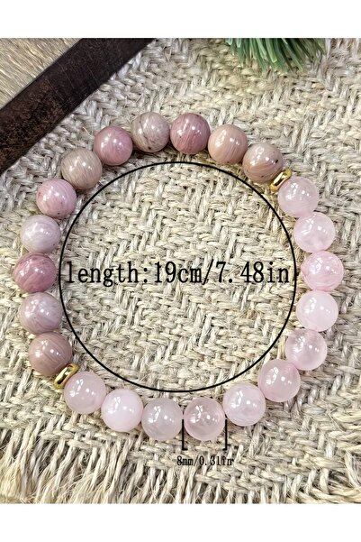 Moon of Noon RHODONITE & ROSE QUARTZ Bracelet 8mm Gemstone Stretch Fit Bracel...