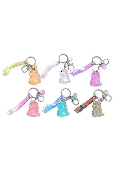 adar Breloc unicorn cu sclipici lichid si pandantiv neon, multicolor, 16cm