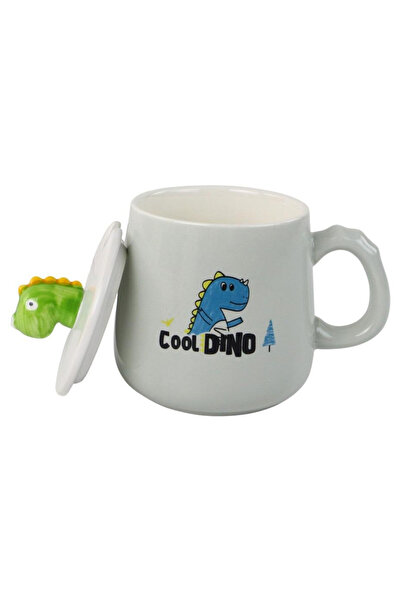 LeanToys Cana ceramica Cool Dino, cu capac si lingurita, design dinozaur, Mul...