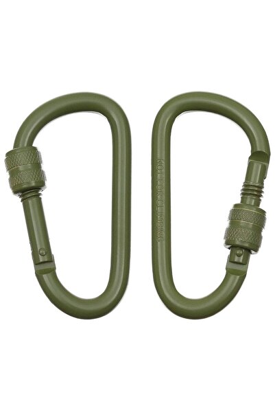 MFH Κρίκος Carabiner Με Ασφάλεια Χακί 8mm x 8cm 2τμχ