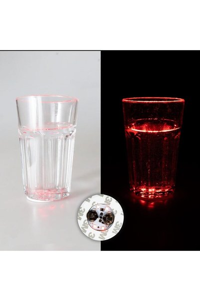 Arpex Set 2 stickere LED multicolor 5x5cm pentru iluminat pahare si sticle