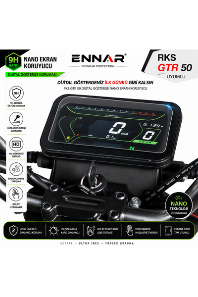 ENNAR RKS GTR 50 Dijital Gösterge Nano Ekran Koruyucu 9H Şeffaf Çizilmez HD K...