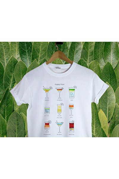 Grafftee Clothing Cocktails Happy Hour Printed Unisex Oversize T-Shirt