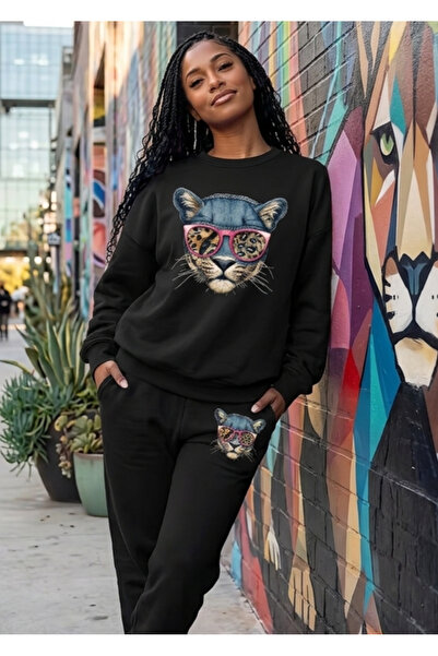 WOODROFFE Graphic Printed Crew Neck Sweatpants Set Oversize