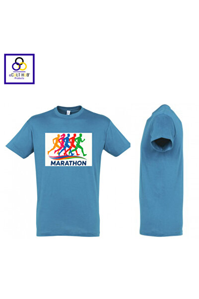 eCult Hub eC T-shirt Marathon 6 - Σιέλ (έντονο γαλάζιο)