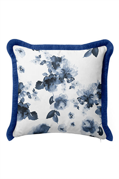 Evimde Bambaşka Elegant Floral Fringe Pillowcase with Flower Pattern - Waterc...