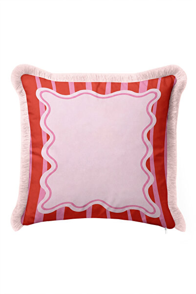 Evimde Bambaşka Retro Striped Confectionery Fringe Pillowcase - Wavy Pop Art ...