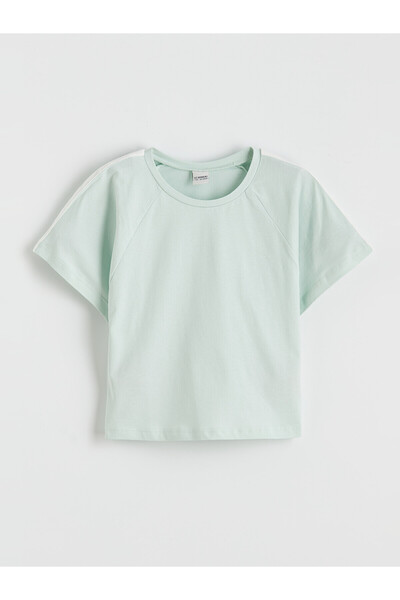 LC Waikiki Trendlucky Girls' T-Shirt with Oval Collar and Raglan Sleeves