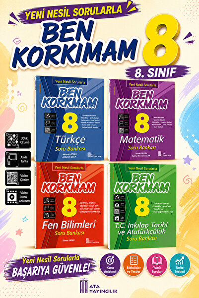 Ata Yayıncılık 8.Sınıf Ben Korkmam Türkçe-Matematik-Fen Bilimleri-TC İnkılap ...