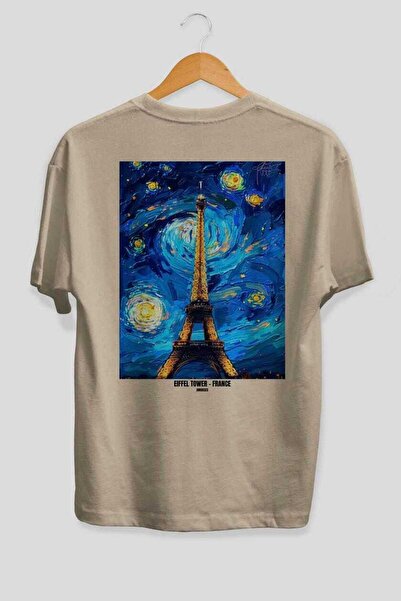 Ankhises Παρίσι Γαλλία 6 Μπεζ Oversize Country City Back Printed Unisex T-Shi...