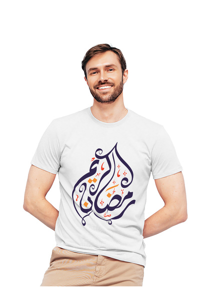 Generic عالم الموضة تيشرت قطن بطباعة عالية الجودة بتصميم رمضان