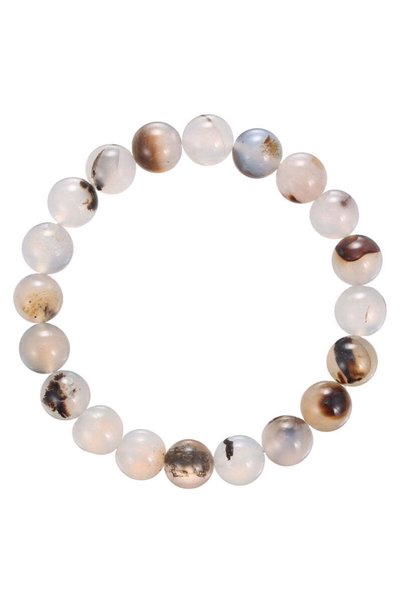 Moon of Noon White Agate 8mm round Cut AAA Bracelet, healing crystal