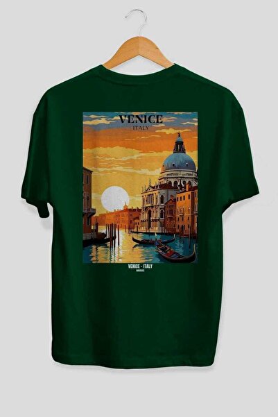 Ankhises Venice Italy 2 Green Oversize Country City Back Printed Unisex T-Shi...