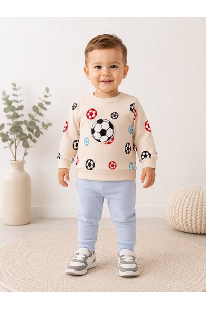 derin baby Soccer Ball Patterned 100% Cotton Soft Textured Men's Crew Neck Bo...