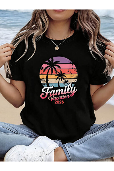 12 HERTZ تي شيرت بطباعة حروف FAMILY CRUISE 2026، قميص كاجوال بأكمام قصيرة ويا...